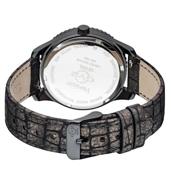 GV2 by Gevril Womens 11713-425C Venice Diamond Swiss Quartz Black Watch