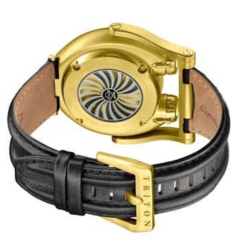 GV2 Triton Men's Black Dial Calfskin Leather Watch