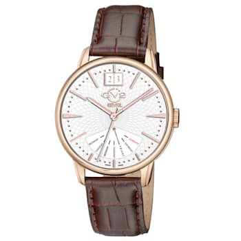 GV2 Rovescio Men's Stainless Steel Case Genuine Leather Strap Watch