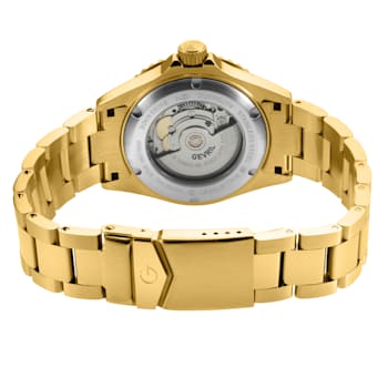 Gevril Men's Wall Street Green Enamel Dial, IPYG Bezel, IPYG Stainless
Steel Bracelet Watch.