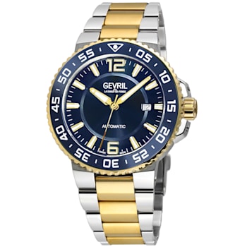 Gevril RiverSide Swiss Automatic Watch, Two tone SS/IPYG Stainelss Steel Bracelet