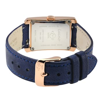 GV2 Womens Luino Diamond Blue MOP Dial, Genuine Italian Leather Blue Watch