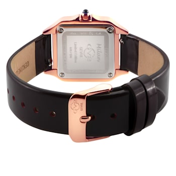 GV2 Milan Women's Silver Dial Black Leather strap watch