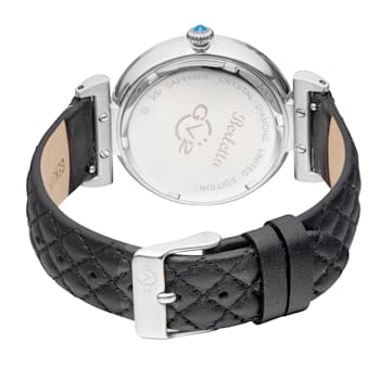 GV2 Berletta Womens Black Dial Black Vegan Quilted Strap Watch