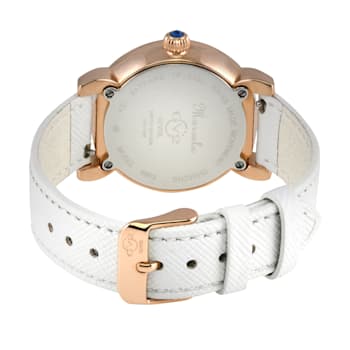 GV2 Womens Marsala Diamond Watch, Genuine White Saffiano Vegan Leather Strap