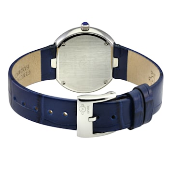 GV2 Arezzo Women's Diamond Watch,SS Case, Blue Dial, Genuine Italian
Handmade Blue Leather Strap