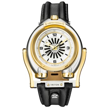 GV2 3403 Triton Men's Black Dial Calfskin Leather Watch