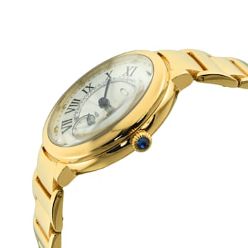 Gv2 By Gevril Women's 12202B Rome Diamond White Dial Gold IP Steel Wristwatch