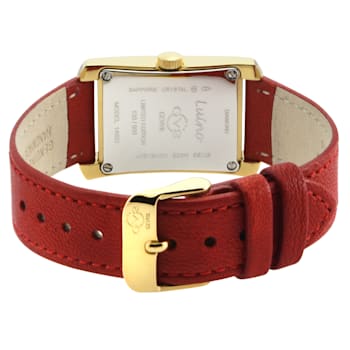 GV2 Womens Luino Diamond White MOP Dial, Genuine Italian Leather Red Watch