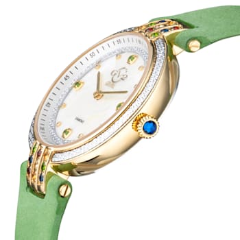 Gv2 By Gevril Women's 12803 Matera Diamonds MOP Dial Green Suede Swiss
Quartz Watch