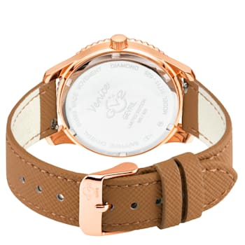 GV2 Venice Womens MOP Dial, Genuine Beige Saffiano Vegan Leather Strap