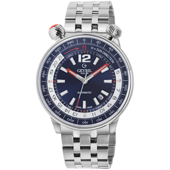 Gevril Men's Wallabout Blue Dial Stainless Steel Bracelet