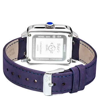 GV2 Bari Tortoise Women's SS Case Mother Of Pearl Dial Blue Suede Strap Watch
