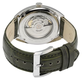 Gevril Five Points Men's Silver Dial Leather Strap Watch