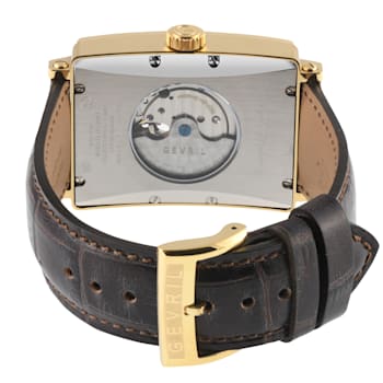 Gevril Men's Avenue of Americas Intravedere White Dial Genuine Dark
Brown Leather Watch