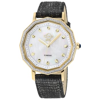 GV2 by Gevril Women's 14501 Spello MOP Dial Diamond Swiss Quartz Leather Watch