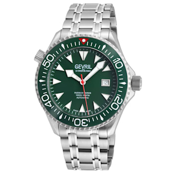 Gevril Men's Hudson Yards green dial Stainless steel watch
