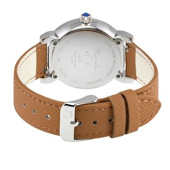 GV2 Womens Marsala Diamond Watch, Genuine Beige Saffiano Vegan Leather Strap