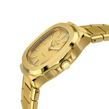 GV2 by Gevril Mens 18105 Potente Swiss Automatic Yellow Gold IP Bracelet Watch