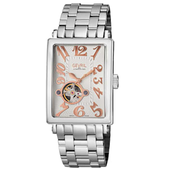 Gevril 5070B Men's Avenue of Americas Intravedere White Dial Stainless
Steel Watch