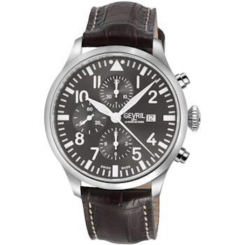 Gevril Men's Vaughn 316L Stainless Steel Case, Grey Dial, Genuine St.
Kigaly Brown Leather Watch
