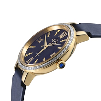 GV2 Women's Genoa Blue MOP Dial, Stainless Steel Diamond Watch with
Leather Strap