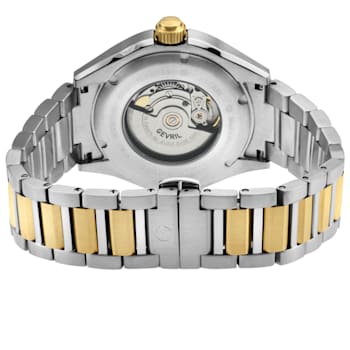 Gevril Men's Ascari Automatic Watch SS Case, Black Forged Carbon Top
Ring, SS/ IPYG Bracelet
