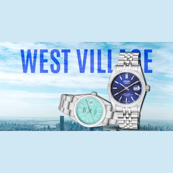 Gevril Men's 48920 West Village Swiss Automatic Sellita Blue Dial Steel Watch