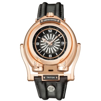 GV2 3401 Triton Men's Black Dial Calfskin Leather Watch