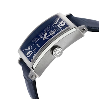 Gevril Men's Avenue of America's Stainless Steel Blue dial, Genuine Blue
Leather Band