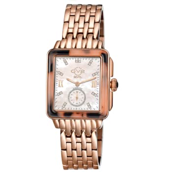 GV2 Women's Bari Tortoise Mother of Pearl Dial Rose Gold Bracelet Watch