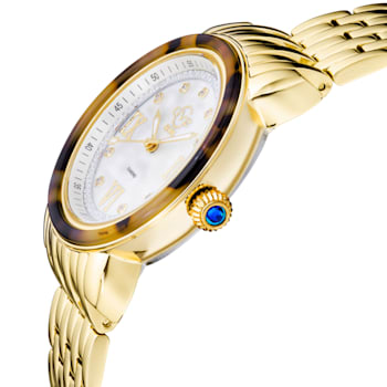 GV2 9851B Women's Marsala Tortoise Swiss Quartz Diamond Watch