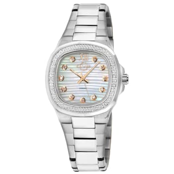 GV2 Potente Lady White MOP dial, 316L Stainless Steel Diamond Watch