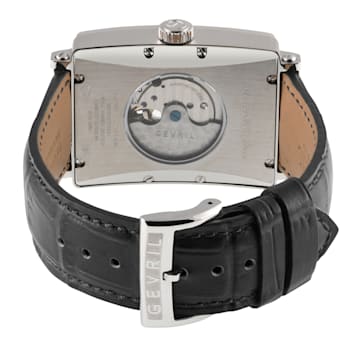 Gevril Men's  Avenue of Americas Intravedere Black Dial Genuine Black
Leather Watch