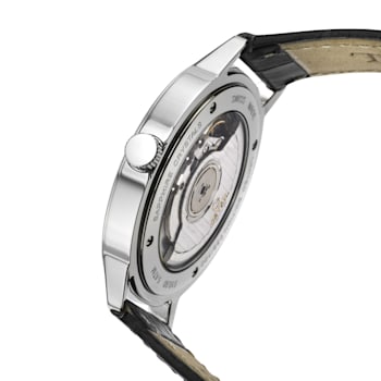 Gevril Men's Guggenheim Automatic Stainless Steel Watch, Genuine Italian
Black Leather Strap