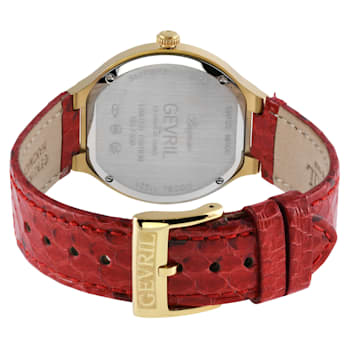 Gevril Women's Lugano Swiss Diamond Watch, Genuine Italian Handmade
Leather Strap