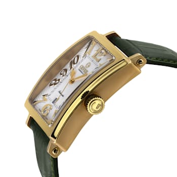 Gevril Men's Avenue of America's IPYG White dial, Genuine Olive Leather Band