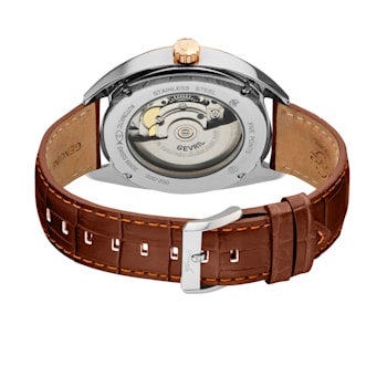 Gevril Five Points Men's Silver Dial Leather Strap Watch