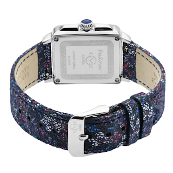 GV2 Womens Padova Gemstone Blue Dial, Blue Floral Leather Strap