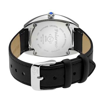GV2 Women's Palermo Diamond Watch, Genuine Black Vegan Leather Strap