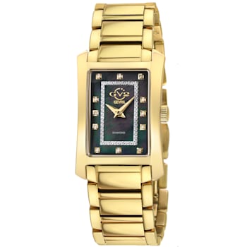 GV2 Womens Luino Diamond Black MOP Dial, 316L Stainless Steel IPYG Watch