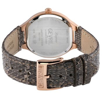 Gevril Women's Lugano Swiss Diamond Watch, Genuine Italian Handmade
Leather Strap