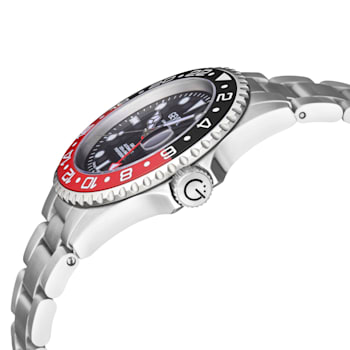 Gevril Men's Wall Street GMT BLK Dial BLK/RED Ceramic Bezel Stainless
Steel Bracelet