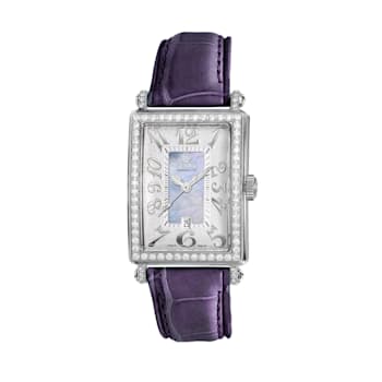 Gevril Women's Avenue of Americas Mini MOP Dial Leather Watch