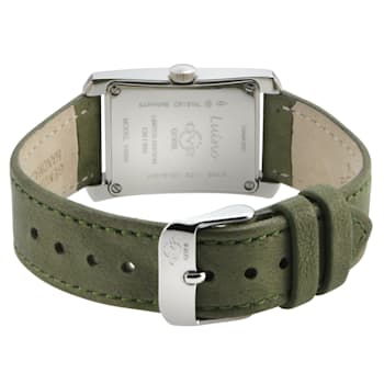 GV2 Womens Luino Diamond White MOP Dial, Genuine Italian Leather Green Watch
