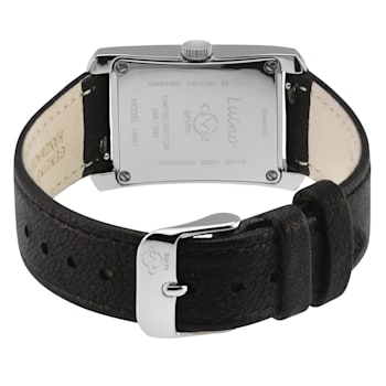 GV2 Womens Luino Diamond Black MOP Dial, Genuine Italian Leather Black Watch