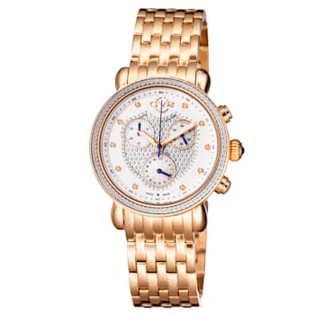 GV2 Marsala Chrono Pave Women's White Dial Stainless steel Watch