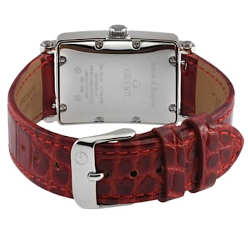 Gevril Ave of Americas Mini Women’s SS Case,White MOP Dial Watch,
Genuine Red Handmade Leather Strap