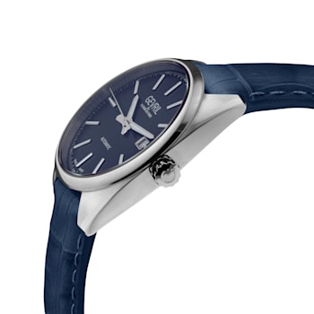 Gevril Five Points Men's Blue Dial Leather Strap Watch