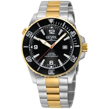 Gevril Men's Canal Street Stainless Steel Case, Black/White Dial,
Stainless Steel Bracelet.